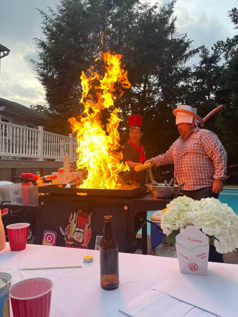Hibachi fire show outdoor catering NYC