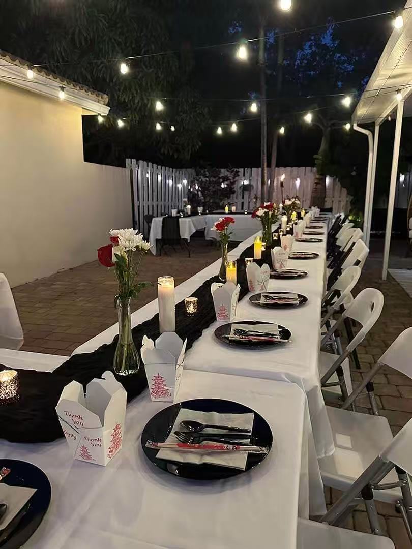 Luxury hibachi catering outdoor dinner setup