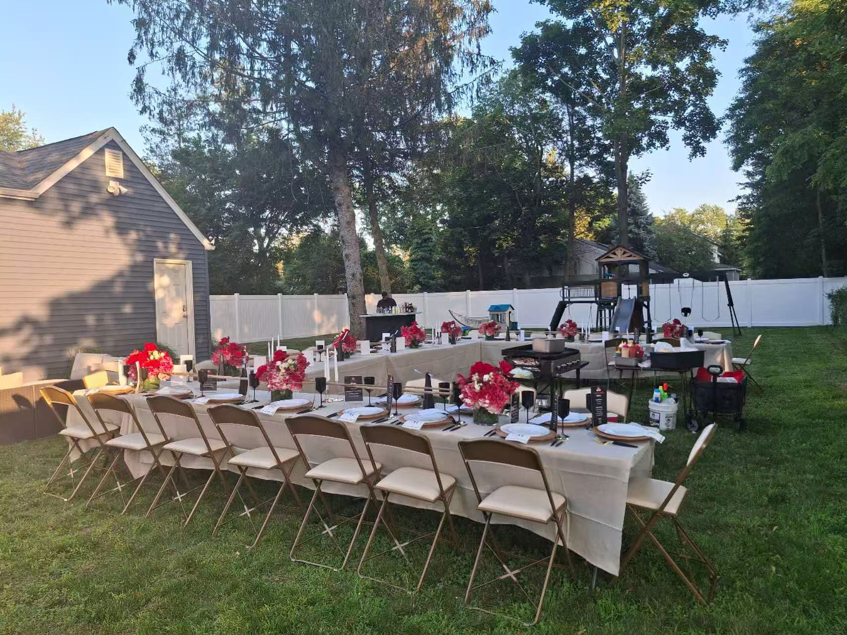 Backyard hibachi catering setup large party